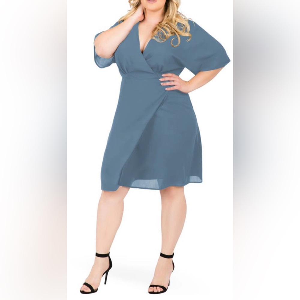 Standards & Practices Slate Blue Candice Georgette Wrap Dress Size 2X NWT